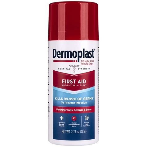 Dermoplast First Aid Spray, Antiseptic & Analgesic Spray for Minor Cuts, Scrapes and Burns, 2.75 ...