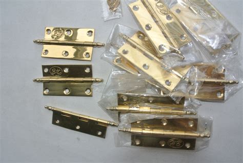 10 small hinges vintage style solid Brass DOOR BOX 2.1/2" polished finials flush & screws - Silk ...