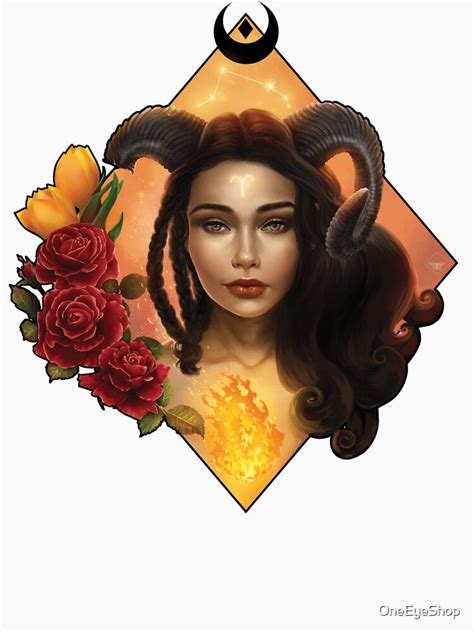 "Fiery Aries Zodiac Goddess" T-shirt by OneEyeShop | Redbubble. Aries ...