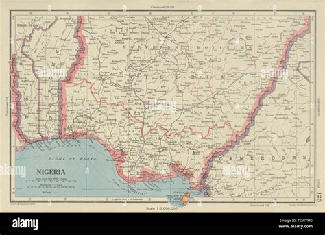 NIGERIA. Dahomey (Benin) Fernando Po/Bioko. BARTHOLOMEW 1947 old vintage map Stock Photo - Alamy