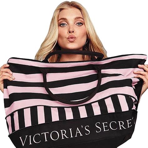 Victoria's Secret Pink & Black Stripe Limited Edition Expandable Duffel Tote Bag | Victoria ...