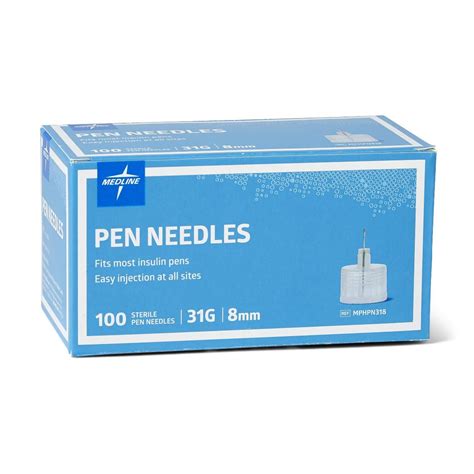 Medline Insulin Pen Needle 31G x 8 mm 100Ct