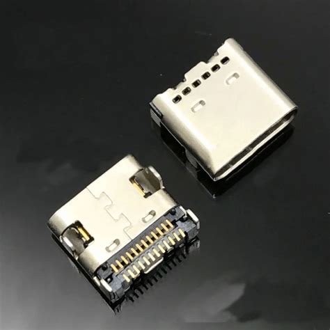 10pcs 24P USB 3.1 Type C Connector 24 Pin Receptacle Right Angle Type C PCB SMT Dual Row Tab ...