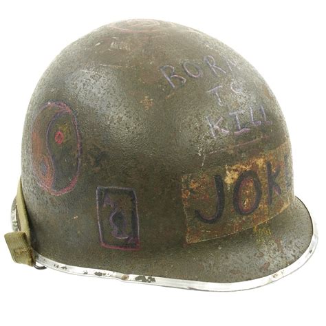 Original U.S. WWII Vietnam War Born To Kill M1 Helmet with Westinghouse ...