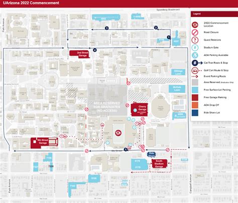 Parking and street closures for UArizona Commencement