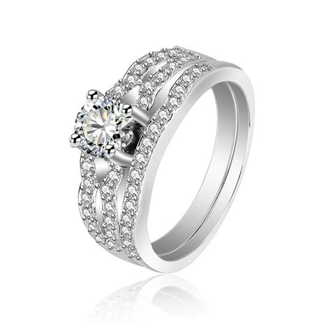 S925 S925 Sterling Silver Cubic Zirconia Wedding Rings Sets - Urcoco.com