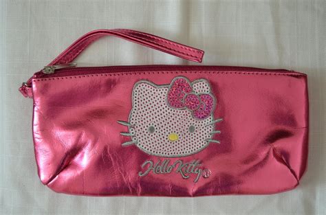 2006 HELLO KITTY Pencil Case Clutch Metallic Pink Bag Sanrio Zipper ...