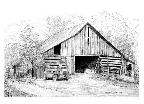 Ink Sketches of Barns | The Barn - Short Mountain Sancturary, Liberty, Tenn. | Paisajes dibujos ...