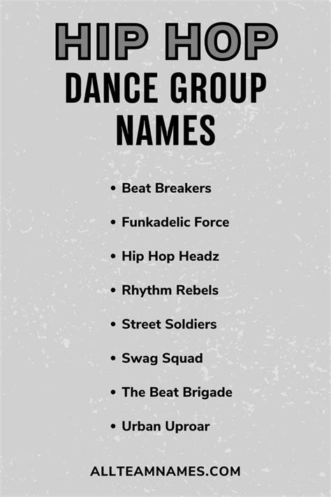 Hip Hop Dance Group Names List