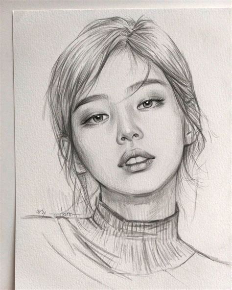 JENNIE FANART on Twitter | Portrait sketches, Cool art drawings, Portrait drawing