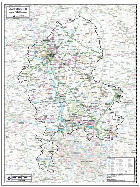 Staffordshire County Wall Map Staffordshire is the 18th largest county ...