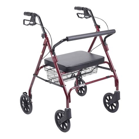 Drive Heavy Duty Bariatric Red 4-Wheel Rollator Walker with Large Padded Seat-10215RD-1 - The ...