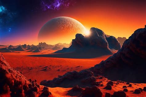 Premium Photo | Daybreak on the other planets surface mars sunrise mars sunset and mars daybreak