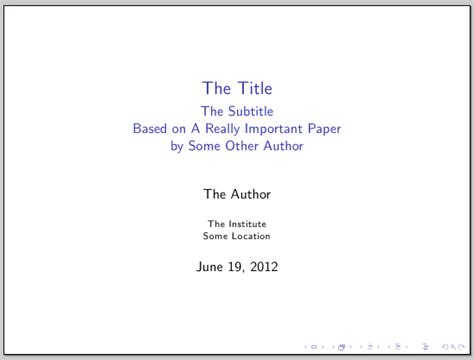 Conference name and paper ref in beamer title slide - TeX - LaTeX Stack ...