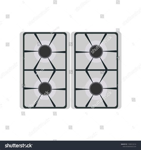 Gas Stove Top View Vector Flat: vector de stock (libre de regalías ...