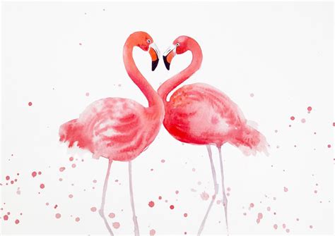 Flamingo Heart - Two Pink Flamingos, Love, Roman | Artfinder