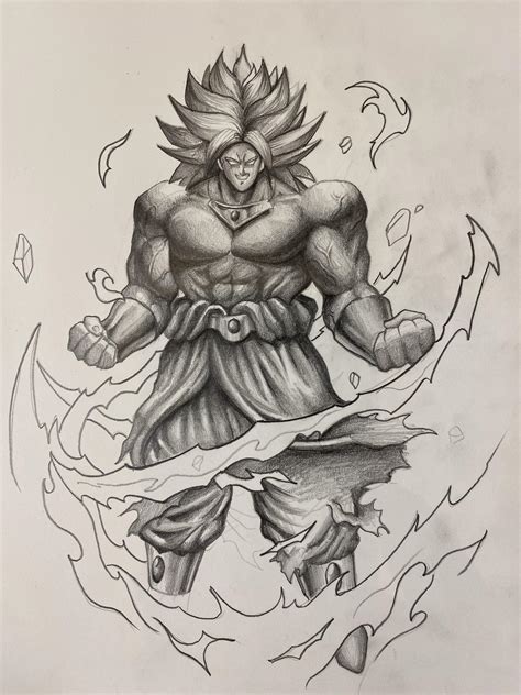 Here’s a drawing of Broly I did today. Lmk your thoughts! Thanks : r/dbz