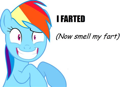 #432548 - safe, rainbow dash, pony, fart, female, forced meme, grin ...