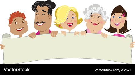 Family holding a banner Royalty Free Vector Image