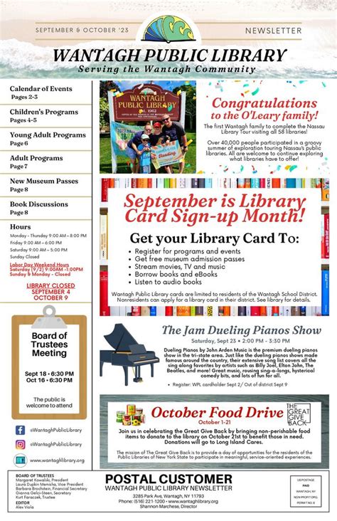 Wantagh Library Sept Oct 2023 Newsletter