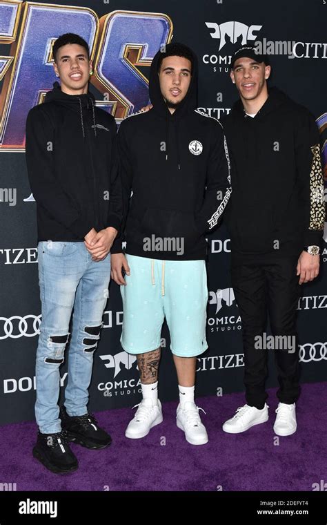 LaMelo Ball, Liangelo Ball, Lonzo Ball attend the world premiere of Walt Disney Studios Motion ...