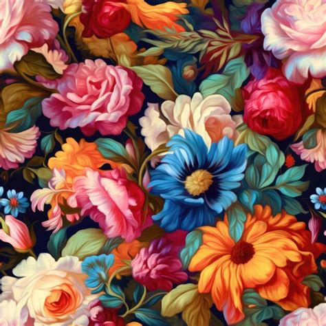 Premium AI Image | Colorful Seamless Floral Pattern