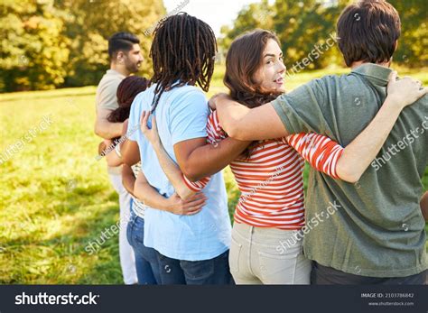 Group Young People Hug Friends Students Stock Photo 2103786842 ...