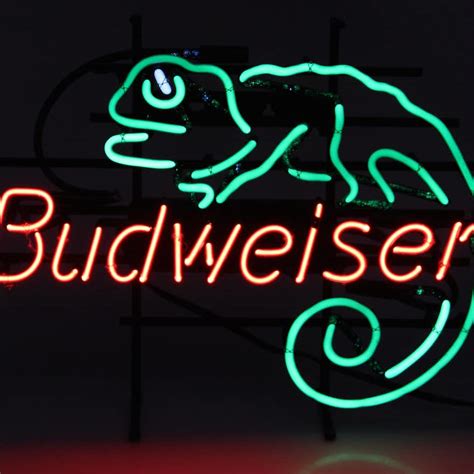 Budweiser Neon Sign with Chameleon | EBTH