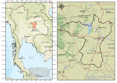 Map of the study area: four sites located around Khon Kaen Province ...