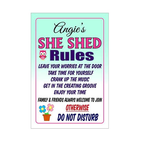 Personalized She Shed Rules Sign | Etsy