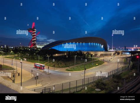 Night view of the Olympic Stadium London, the home of West Ham United ...