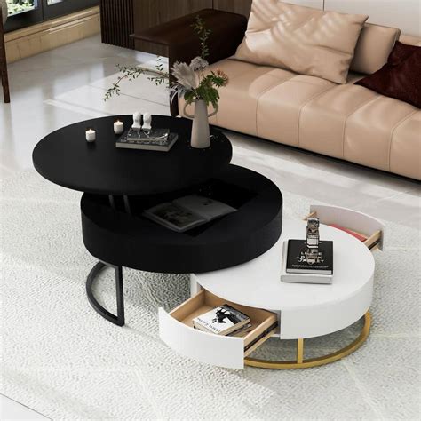 Harper & Bright Designs Multifunctional 31.5 in. Black and White Round ...