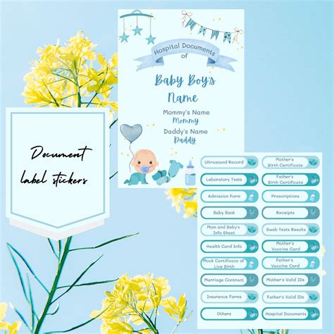 Baby Boy Editable Hospital Documents Sticker Labels Hospital - Etsy