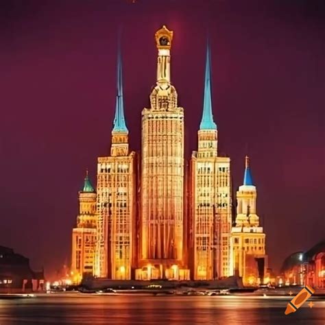 Art deco building in modern day moscow on Craiyon