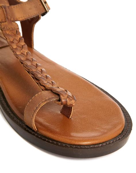 Asos Sandals with Woven Leather Strap in Brown for Men | Lyst