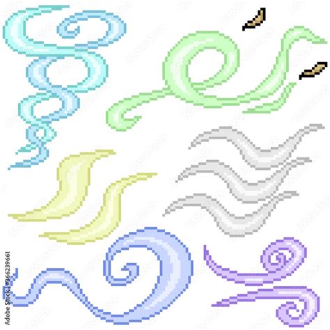 pixel art set isolated gust wind symbol Stock Vector | Adobe Stock