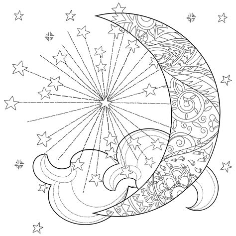 celestial sun moon coloring page | Star coloring pages, Mandala coloring pages, Moon coloring pages