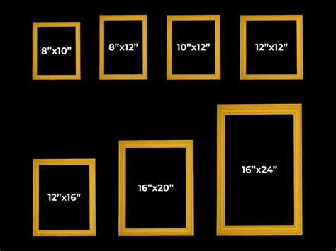 Standard Picture Frame Size Chart | Picture frame sizes, Standard picture frame sizes, Frame sizes