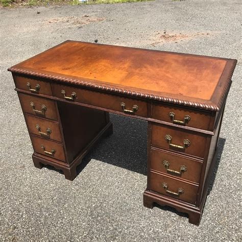 How to Save the Leather Top on a Vintage Desk | Leather top desk, Vintage desk, Leather desk