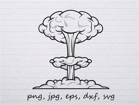 Nuclear Mushroom Cloud Silhouette Outline Clipart Vector Graphic Svg Png Jpg Eps Dxf Cricut ...