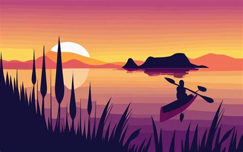 Premium Vector | A silhouette of a kayak off a cliff on during a beautiful sunset