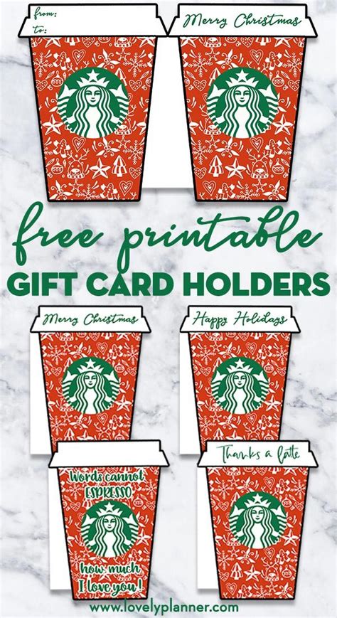 4 Free Printable Christmas Starbucks Gift Card Holders | Starbucks gift ...