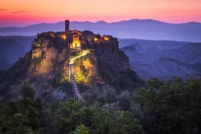 'Civita di Bagnoregio, Viterbo, Lazio, Central Italy, Europe. Sunrise over Civita di Bagnoregio ...