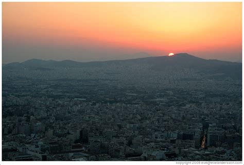 Athens viewed from Mount Lycabettus (Λυκαβηττός) at sunset. (Photo ID ...