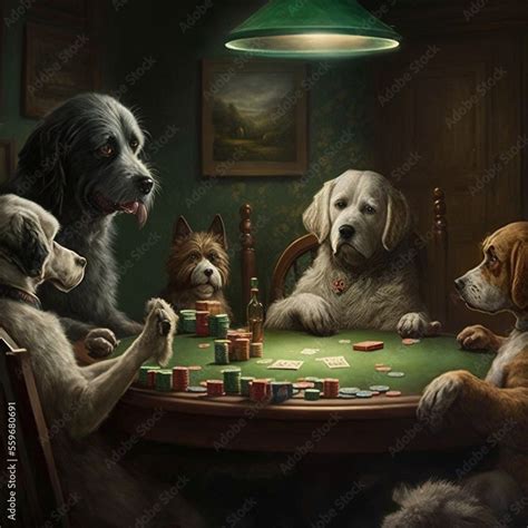 Dogs Playing Poker Stock Illustration | Adobe Stock