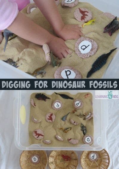 Digging for Dinosaur Fossils Sensory Bin | Learning 4 Kids