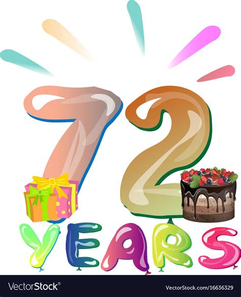 72 years birthday design for greeting cards Vector Image