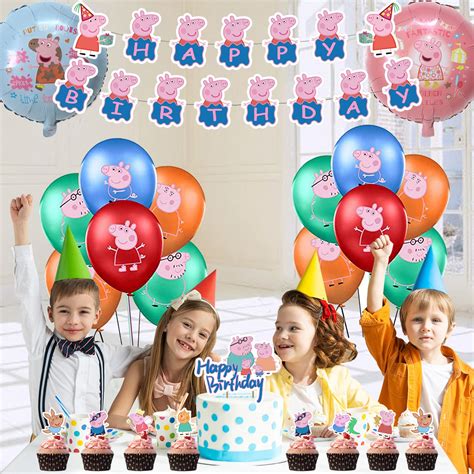 Buy Peppa Pig Birthday decoration Set,55pcs Birthday Party Supplies for Kids, With Birthday ...