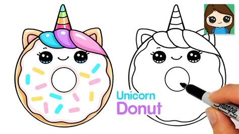 How to Draw a Unicorn Donut Easy 🦄🍩Cute Food Art - YouTube