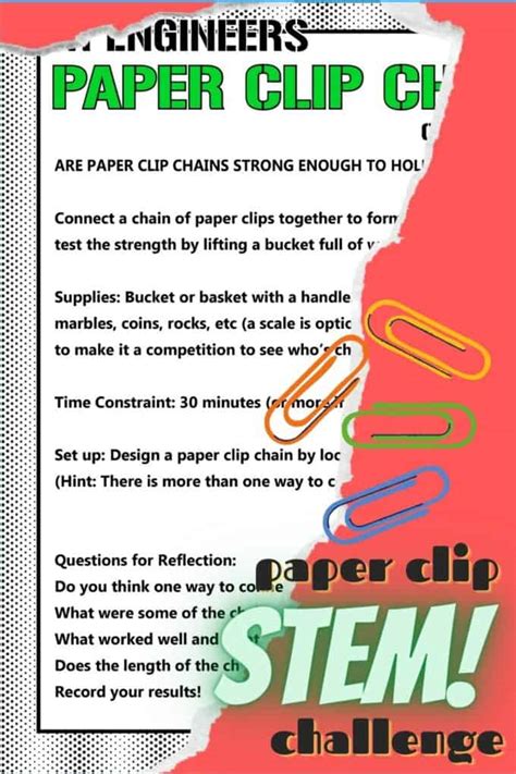 Paper Clip Chain STEM Challenge - Little Bins for Little Hands